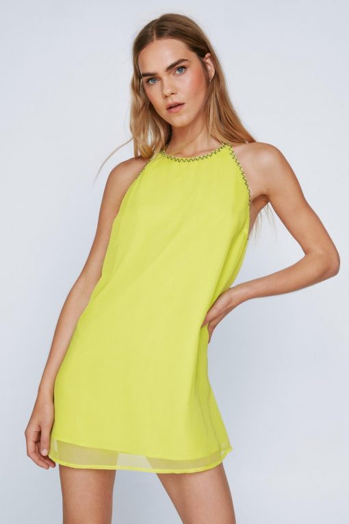 Bodycon Dresses Beaded Trim Mini Dress -The Partys Outfit womens acid20lime beaded trim mini dress 3