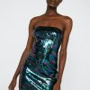 Party Dresses Iridescent Sequin Bandeau Bodycon Dress -The Partys Outfit womens black iridescent sequin bandeau bodycon dress