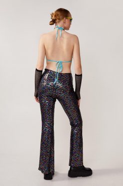 Party Outfits Multi Colored Tile Sequin Kick Flare -The Partys Outfit womens black multi colored tile sequin kick flare 2