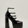 Platform Shoes Patent Strappy Platform Mary Jane Heels -The Partys Outfit womens black patent strappy platform mary jane heels