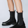 Flat Shoes Square Toe Exposed Gusset Chelsea Boots -The Partys Outfit womens black square toe exposed gusset chelsea boots