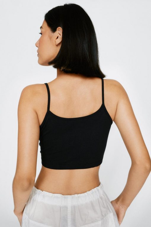 Tops Super Cropped Cami Top -The Partys Outfit womens black super cropped cami top 2