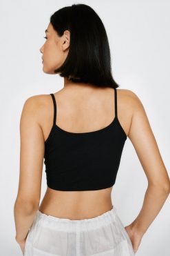 Tops Super Cropped Cami Top -The Partys Outfit womens black super cropped cami top 5