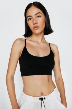 Tops Super Cropped Cami Top -The Partys Outfit womens black super cropped cami top 6