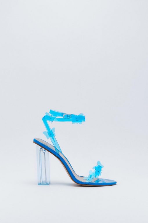 Club Wear Strappy Butterfly High Heels -The Partys Outfit womens blue strappy butterfly high heels 1