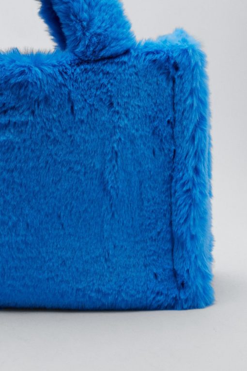 New Faux Fur Square Day Bag -The Partys Outfit womens bright20blue faux fur square day bag 2