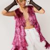 Going Out Jackets Longline Sleeveless Tinsel Jacket -The Partys Outfit womens candy20pink longline sleeveless tinsel jacket