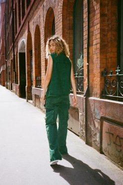 Jeans Denim Pocket Detail Cargo Jean -The Partys Outfit womens green denim pocket detail cargo jean 2