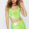 Club Wear Premium Sequin Corset Crop Top -The Partys Outfit womens green premium sequin corset crop top