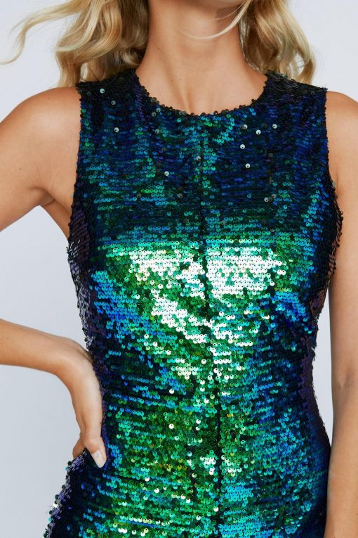 Rompers Sequin Sleeveless Unitard -The Partys Outfit womens green sequin sleeveless unitard 1