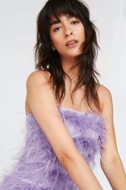 Sequin Dresses Feather Bandeau Mini Dress -The Partys Outfit womens lilac feather bandeau mini dress 1