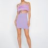 Party Outfits Feather Trim Bodycon Mini Dress -The Partys Outfit womens lilac feather trim bodycon mini dress