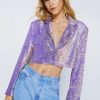 Two Piece Sets Premium Sequin Tailored Cropped Blazer -The Partys Outfit womens lilac premium sequin tailored cropped blazer