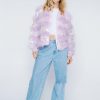 Going Out Jackets Real Feather Collar Sequin Jacket -The Partys Outfit womens lilac real feather collar sequin jacket