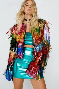 Going Out Jackets Cropped Multi Tinsel Mix Jacket -The Partys Outfit womens multi cropped multi tinsel mix jacket 3