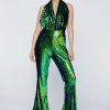 Wide Leg Jumpsuits Petite Sequin Halter Neck Plunge Jumpsuit -The Partys Outfit womens multi petite sequin halter neck plunge jumpsuit