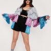 Going Out Jackets Plus Size Multi Color Fringed Jacket -The Partys Outfit womens multi plus size multi color fringed jacket