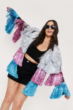 Going Out Jackets Plus Size Multi Color Fringed Jacket -The Partys Outfit womens multi plus size multi color fringed jacket 3