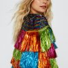 Going Out Jackets Sequin Tinsel Tiered Jacket -The Partys Outfit womens multi sequin tinsel tiered jacket