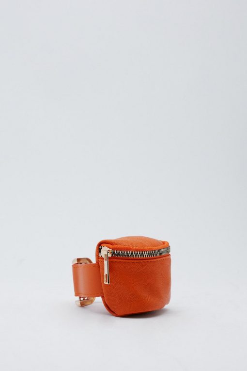 Real & Faux Leather Outfits Zipped Faux Leather Wrist Bag -The Partys Outfit womens orange zipped faux leather wrist bag 1