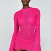 Bodycon Dresses Knitted Backless Mini Cover Up Dress -The Partys Outfit womens pink knitted backless mini cover up dress