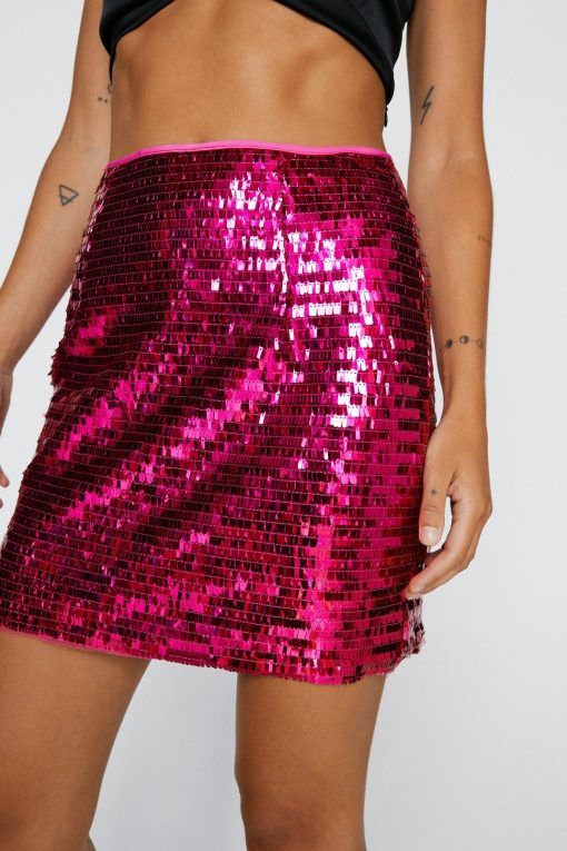 Skirts Petite Sequin Mini Pelmet Skirt -The Partys Outfit womens pink petite sequin mini pelmet skirt 1