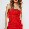 Birthday Dresses Broderie Anglaise Ruffle Bandeau Mini Dress -The Partys Outfit womens red broderie anglaise ruffle bandeau mini dress