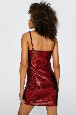 Sequin Dresses Sequin Strappy Bodycon Mini Dress -The Partys Outfit womens red sequin strappy bodycon mini dress 5