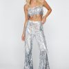 Going Out Tops Tassel Sequin Crop Top -The Partys Outfit womens silver tassel sequin crop top