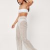 Beach Cover Ups Crochet Wide Leg Beach Cover Up Pants -The Partys Outfit womens stone crochet wide leg beach cover up pants