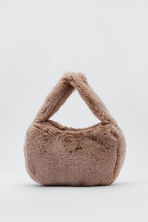 New Faux Fur Grab Bag -The Partys Outfit womens stone faux fur grab bag 1