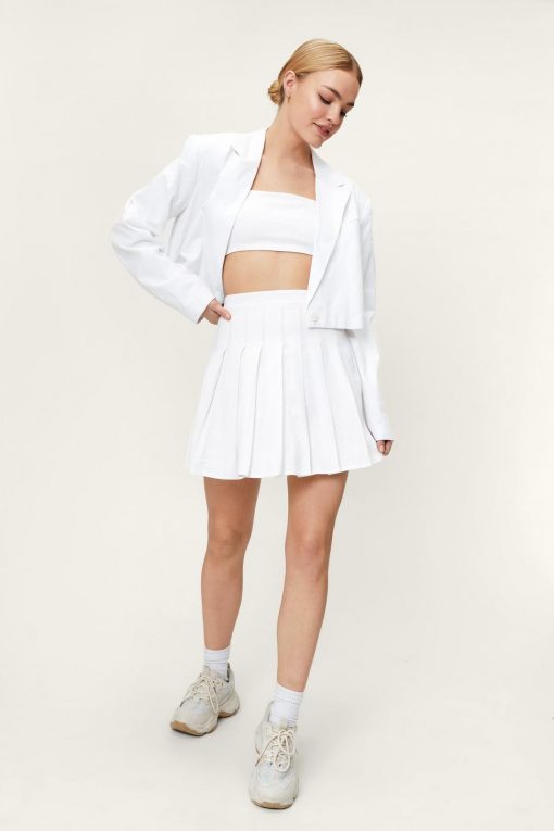 Skirts Pleated Linen Tennis Mini Skirt -The Partys Outfit womens white pleated linen tennis mini skirt 1