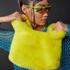 New Faux Fur Square Grab Bag -The Partys Outfit womens yellow faux fur square grab bag