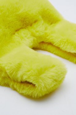 New Faux Fur Square Grab Bag -The Partys Outfit womens yellow faux fur square grab bag 2