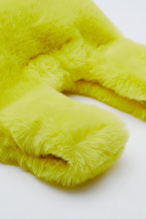 New Faux Fur Square Grab Bag -The Partys Outfit womens yellow faux fur square grab bag 2